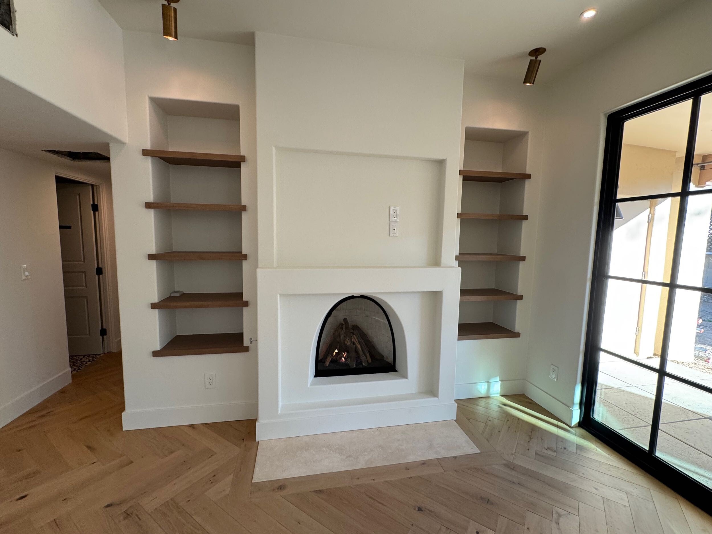 Fireplace and Built-In Shelving